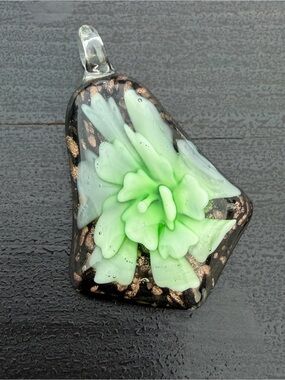 Glass Flower Pendant - Light Green Bloom